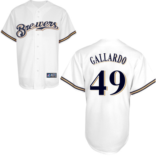 Yovani Gallardo #49 Youth Baseball Jersey-Milwaukee Brewers Authentic Home White Cool Base MLB Jersey